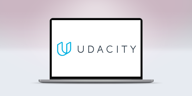 Logo van Udacity op een laptopscherm
